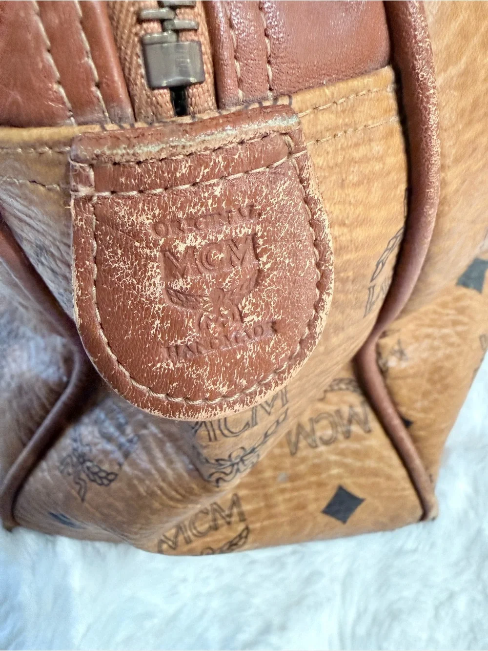 MCM Cognac Visetos Dome Shoulder Bag
